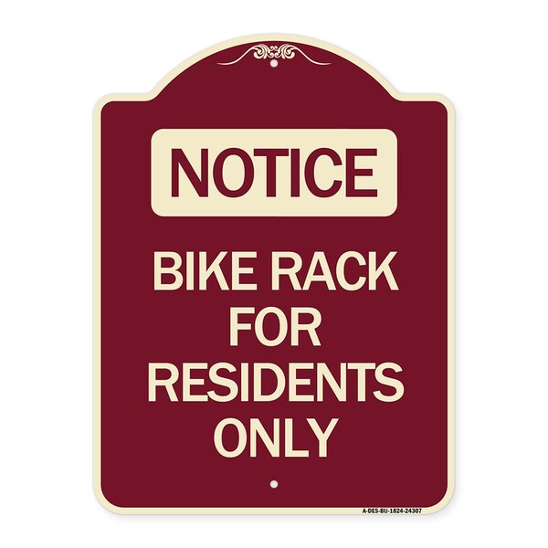 Bike Rack for Residents Only Heavy-Gauge Aluminum Architectural Sign, 24" x 18", BU-1824-24307